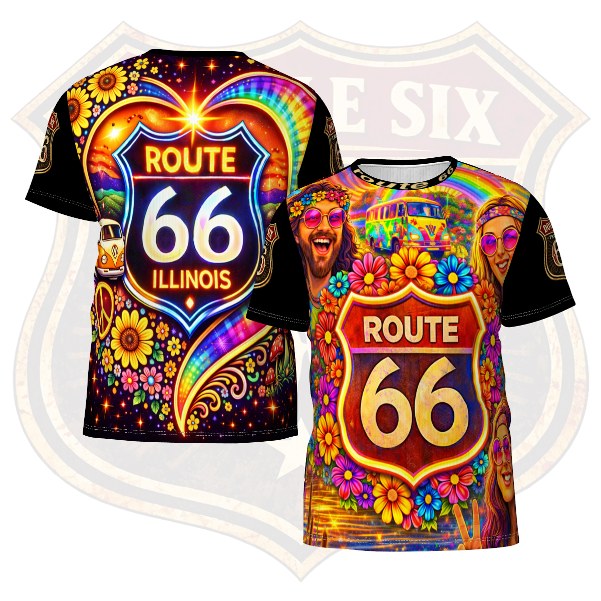 Flower Power Route 66 front and back design